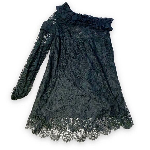 Givenchy Black Lace One Shoulder Long Sleeve Formal Dress Women’s Size 40 Medium - Picture 2 of 12